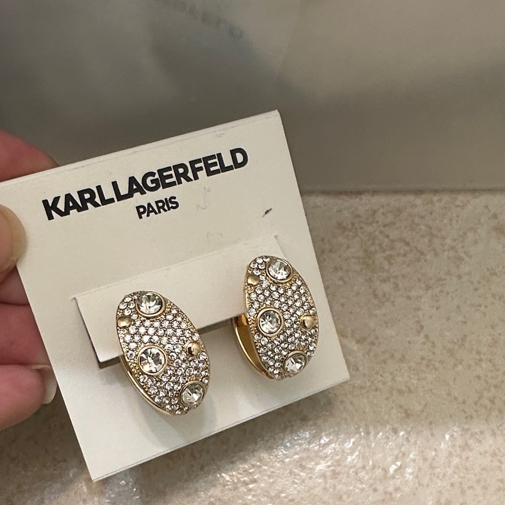 Karl Lagerfeld Gold and Silver Crystal hoop Earrings